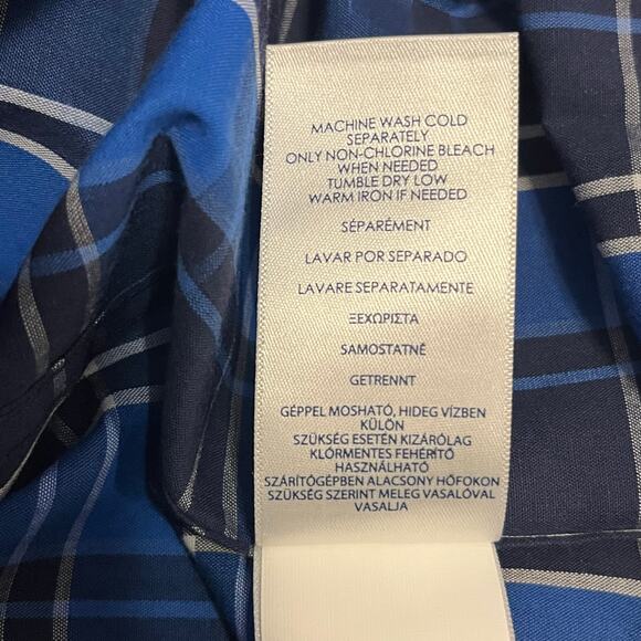 Chaps Men’s Button Down NWT Size XL Blue Plaid Cotton Easy Care - Picture 8 of 16